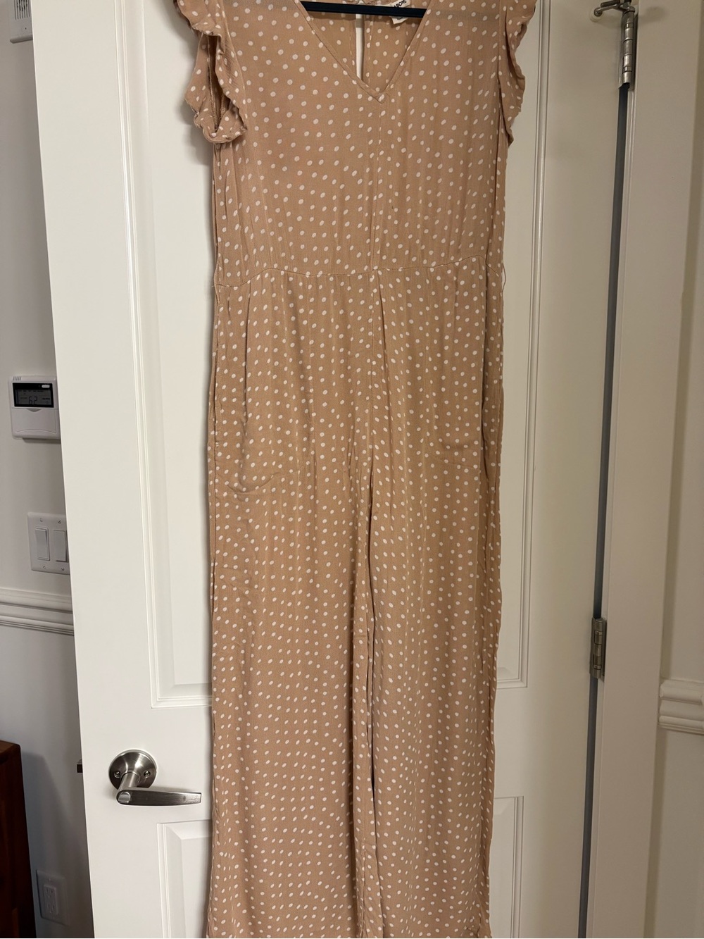 Billabong Beige Polka Dot Wide-Leg Jumpsuit